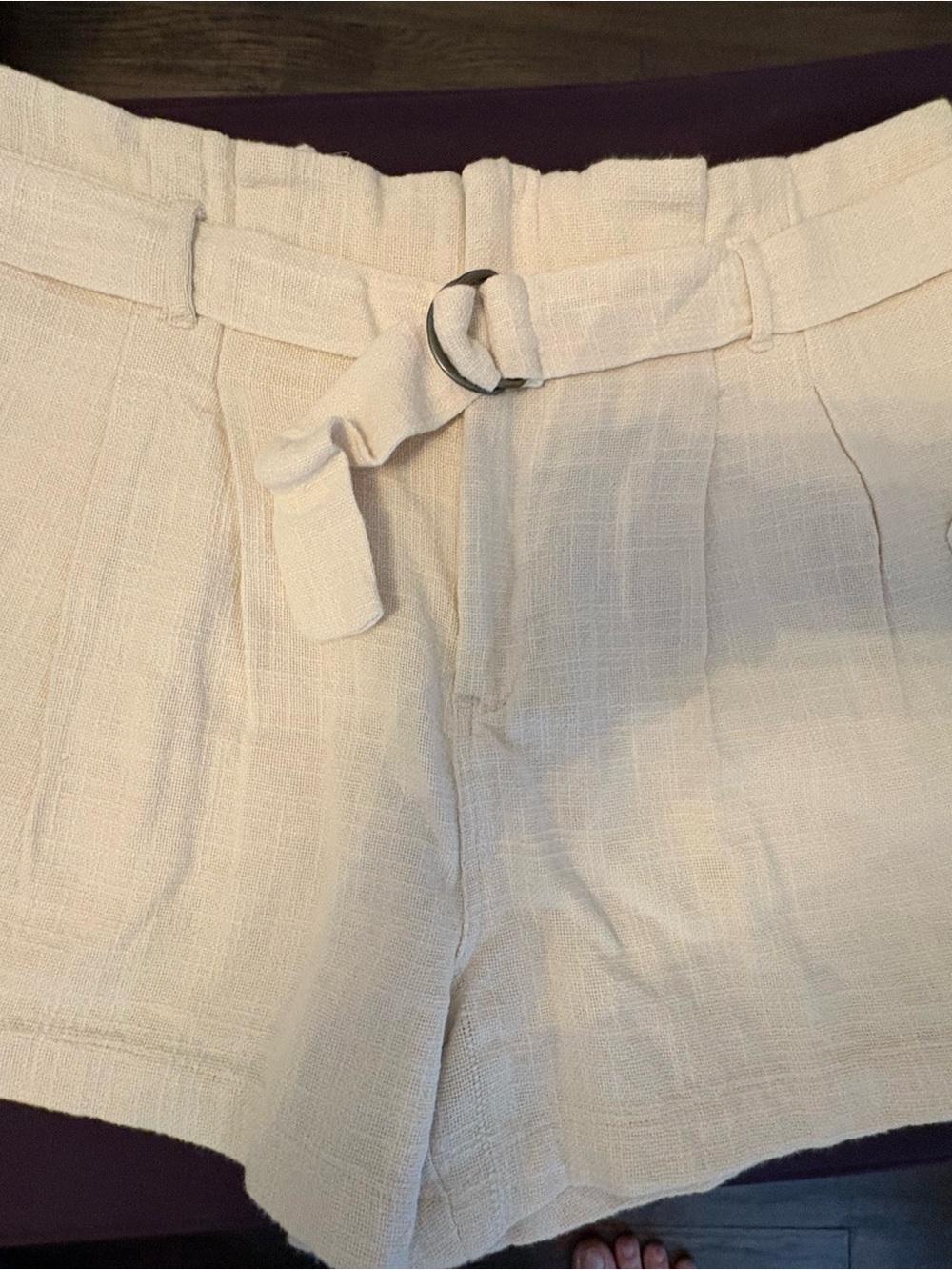 Billabong Gateway High Waist Belted Cotton Shorts White 29 NWT